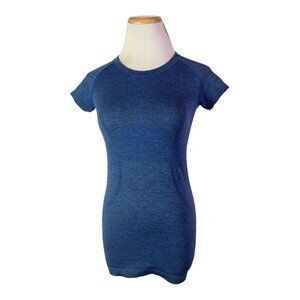 Lululemon Size 4 Short Sleeve Swiftly Tee Fitted Blue Black Space Dye